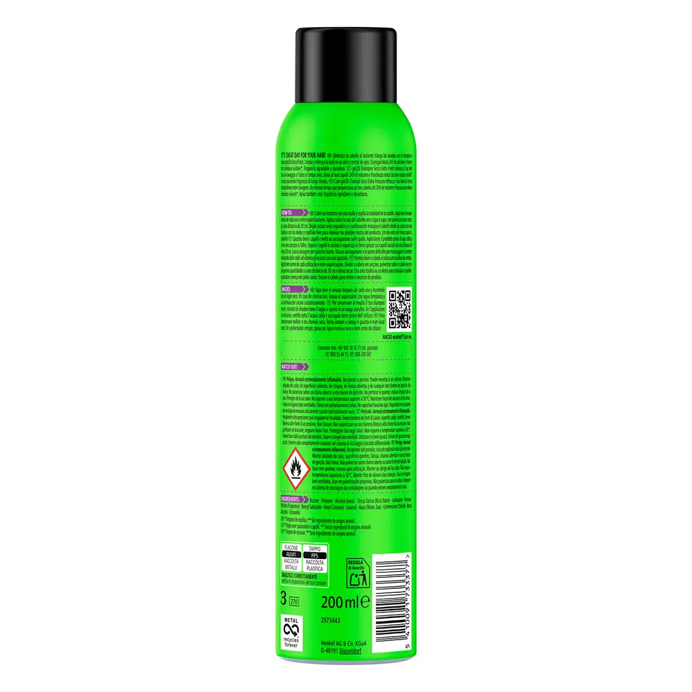 SCHWARZKOPF GOT2B DRY SHAMPOO extra clean & fresh 200 ml SCHWARZKOPF GOT2B DRY SHAMPOO extra clean & fresh 200 ml - immagine 2