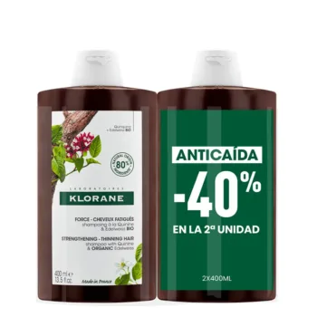 KLORANE QUININE & ORGANIC EDELWEISS fortifying shampoo pack 2 x 400 ml
